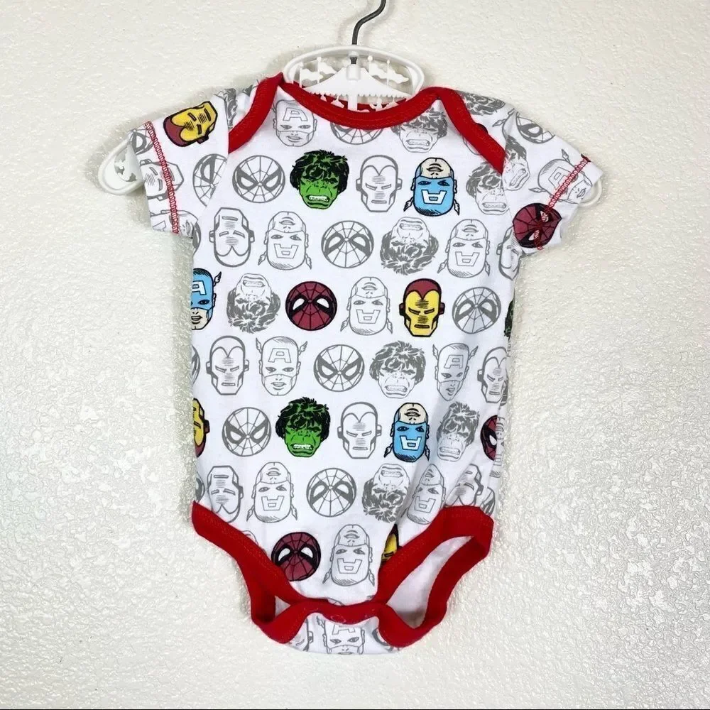 0-3M Marvel Avengers White Onesie